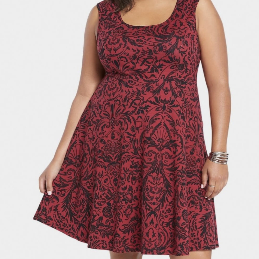 Torrid red black skull dress size 3